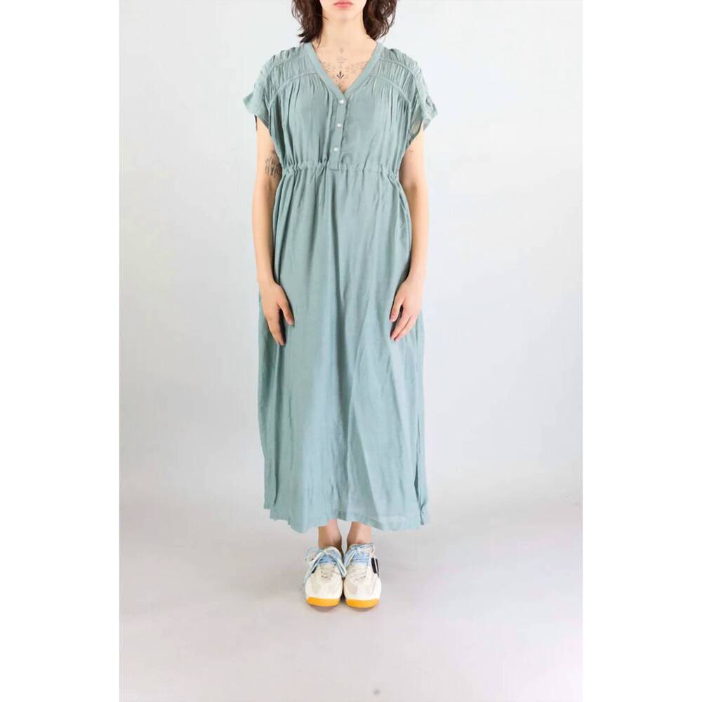 NEW MAISON HOTEL agnes buttoned cinched dress in moss